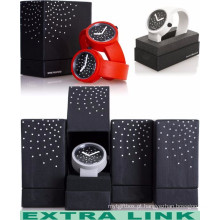 Clássico retângulo tecido cartão personalizado seu logotipo artesanal caixa de caixa de relógio inteligente